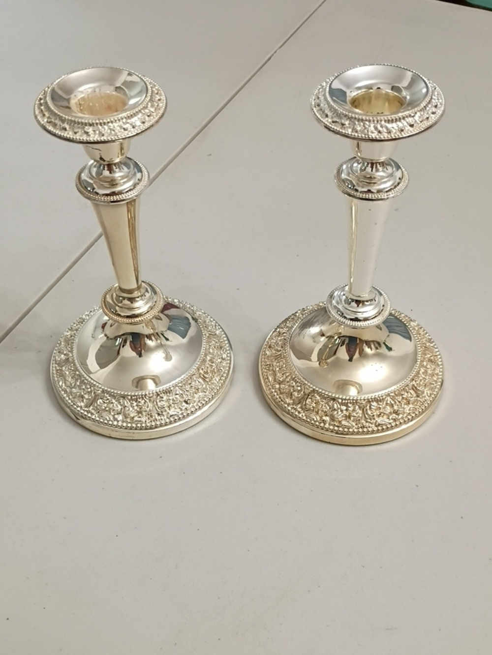 Vintage Silver Taper Candle Holders - Pair